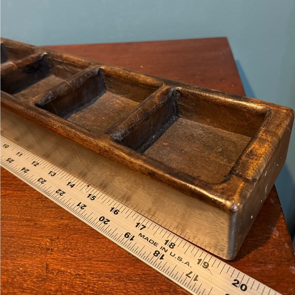 Rustic Farmhouse Wood Divided Tray / Bread Dough Bowl - Picture 4 of 7